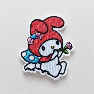 Iron On Patch - My Melody Rose Flute Kawaii Sanrio Embroidered Applique